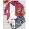 ZESICA Women’s 2026 Spring Casual Long Sleeve Button Down Loose Lightweight Shacket Shirt Jacket Coat Outerwear with Pockets(Plum)