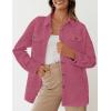 ZESICA Women’s 2026 Spring Casual Long Sleeve Button Down Loose Lightweight Shacket Shirt Jacket Coat Outerwear with Pockets(Plum)