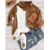 ZESICA Women’s 2026 Spring Casual Long Sleeve Button Down Loose Lightweight Shacket Shirt Jacket Coat Outerwear with Pockets(Tan)