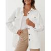 ZESICA Women’s 2026 Spring Casual Long Sleeve Button Down Loose Lightweight Shacket Shirt Jacket Coat Outerwear with Pockets(White)