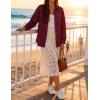 ZESICA Women’s 2026 Spring Casual Long Sleeve Button Down Loose Lightweight Shacket Shirt Jacket Coat Outerwear with Pockets(Wine)
