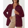 ZESICA Women’s 2026 Spring Casual Long Sleeve Button Down Loose Lightweight Shacket Shirt Jacket Coat Outerwear with Pockets(Wine)