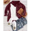 ZESICA Women’s 2026 Spring Casual Long Sleeve Button Down Loose Lightweight Shacket Shirt Jacket Coat Outerwear with Pockets(Wine)