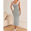 ZESICA Women’s 2026 Summer Bodycon Midi Dress Casual Sleeveless Square Neck Side Slit Knit Beach Vacation Long Dresses(Grey)