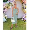 ZESICA Women’s 2026 Summer Bodycon Midi Dress Casual Sleeveless Square Neck Side Slit Knit Beach Vacation Long Dresses(Sage)