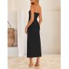 ZESICA Women’s 2026 Summer Boho Floral Strapless Bodycon Midi Dress Off Shoulder Tube Beach Cocktail Party Long Dresses(Black)