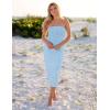 ZESICA Women’s 2026 Summer Boho Floral Strapless Bodycon Midi Dress Off Shoulder Tube Beach Cocktail Party Long Dresses(Blue)