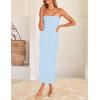 ZESICA Women’s 2026 Summer Boho Floral Strapless Bodycon Midi Dress Off Shoulder Tube Beach Cocktail Party Long Dresses(Blue)