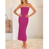 ZESICA Women’s 2026 Summer Boho Floral Strapless Bodycon Midi Dress Off Shoulder Tube Beach Cocktail Party Long Dresses(Eggplant)