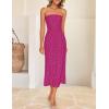 ZESICA Women’s 2026 Summer Boho Floral Strapless Bodycon Midi Dress Off Shoulder Tube Beach Cocktail Party Long Dresses(Eggplant)