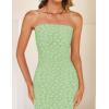 ZESICA Women’s 2026 Summer Boho Floral Strapless Bodycon Midi Dress Off Shoulder Tube Beach Cocktail Party Long Dresses(Green)