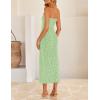 ZESICA Women’s 2026 Summer Boho Floral Strapless Bodycon Midi Dress Off Shoulder Tube Beach Cocktail Party Long Dresses(Green)