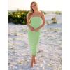ZESICA Women’s 2026 Summer Boho Floral Strapless Bodycon Midi Dress Off Shoulder Tube Beach Cocktail Party Long Dresses(Green)