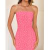 ZESICA Women’s 2026 Summer Boho Floral Strapless Bodycon Midi Dress Off Shoulder Tube Beach Cocktail Party Long Dresses(Hotpink)