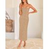 ZESICA Women’s 2026 Summer Boho Floral Strapless Bodycon Midi Dress Off Shoulder Tube Beach Cocktail Party Long Dresses(Khaki)