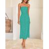 ZESICA Women’s 2026 Summer Boho Floral Strapless Bodycon Midi Dress Off Shoulder Tube Beach Cocktail Party Long Dresses(Peacock)