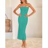 ZESICA Women’s 2026 Summer Boho Floral Strapless Bodycon Midi Dress Off Shoulder Tube Beach Cocktail Party Long Dresses(Peacock)