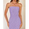 ZESICA Women’s 2026 Summer Boho Floral Strapless Bodycon Midi Dress Off Shoulder Tube Beach Cocktail Party Long Dresses(Purple)
