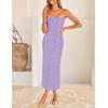 ZESICA Women’s 2026 Summer Boho Floral Strapless Bodycon Midi Dress Off Shoulder Tube Beach Cocktail Party Long Dresses(Purple)