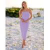 ZESICA Women’s 2026 Summer Boho Floral Strapless Bodycon Midi Dress Off Shoulder Tube Beach Cocktail Party Long Dresses(Purple)