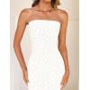 ZESICA Women’s 2026 Summer Boho Floral Strapless Bodycon Midi Dress Off Shoulder Tube Beach Cocktail Party Long Dresses(White)