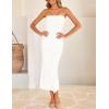 ZESICA Women’s 2026 Summer Boho Floral Strapless Bodycon Midi Dress Off Shoulder Tube Beach Cocktail Party Long Dresses(White)