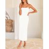 ZESICA Women’s 2026 Summer Boho Floral Strapless Bodycon Midi Dress Off Shoulder Tube Beach Cocktail Party Long Dresses(White)
