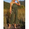 ZESICA Women’s Casual Off Shoulder Solid Color Strapless Belted Wide Leg Jumpsuit Romper(Army Green)