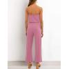 ZESICA Women’s Casual Off Shoulder Solid Color Strapless Belted Wide Leg Jumpsuit Romper(Dustypink)