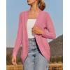 ZESICA Women’s Fall Winter 2026 Long Sleeve Open Front Casual Lightweight Soft Knit Cardigan Sweater Outerwear(Darkpink)