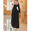 ZESICA Women’s One Shoulder Long Sleeve Cocktail Dress Sexy High Slit Ruched Bodycon Wedding Guest Maxi Dresses(Black)