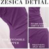 ZESICA Women’s One Shoulder Long Sleeve Cocktail Dress Sexy High Slit Ruched Bodycon Wedding Guest Maxi Dresses(Darkpurple)