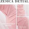 ZESICA Women’s One Shoulder Long Sleeve Cocktail Dress Sexy High Slit Ruched Bodycon Wedding Guest Maxi Dresses(Pink)