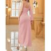 ZESICA Women’s One Shoulder Long Sleeve Cocktail Dress Sexy High Slit Ruched Bodycon Wedding Guest Maxi Dresses(Pink)