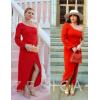 ZESICA Women’s One Shoulder Long Sleeve Cocktail Dress Sexy High Slit Ruched Bodycon Wedding Guest Maxi Dresses(Red)