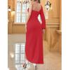 ZESICA Women’s One Shoulder Long Sleeve Cocktail Dress Sexy High Slit Ruched Bodycon Wedding Guest Maxi Dresses(Red)