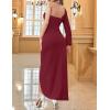 ZESICA Women’s One Shoulder Long Sleeve Cocktail Dress Sexy High Slit Ruched Bodycon Wedding Guest Maxi Dresses(Wine)