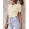 ZESICA Women’s Short Sleeve Sweater Tops 2026 Summer Crewneck T Shirt Ribbed Knit Slim Fit Basic Solid Color Tee(Apricot)