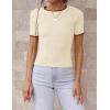 ZESICA Women’s Short Sleeve Sweater Tops 2026 Summer Crewneck T Shirt Ribbed Knit Slim Fit Basic Solid Color Tee(Apricot)