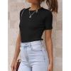 ZESICA Women’s Short Sleeve Sweater Tops 2026 Summer Crewneck T Shirt Ribbed Knit Slim Fit Basic Solid Color Tee(Black)