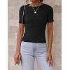 ZESICA Women’s Short Sleeve Sweater Tops 2026 Summer Crewneck T Shirt Ribbed Knit Slim Fit Basic Solid Color Tee(Black)