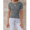 ZESICA Women’s Short Sleeve Sweater Tops 2026 Summer Crewneck T Shirt Ribbed Knit Slim Fit Basic Solid Color Tee(Darkgrey)