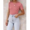 ZESICA Women’s Short Sleeve Sweater Tops 2026 Summer Crewneck T Shirt Ribbed Knit Slim Fit Basic Solid Color Tee(Dustypink)