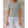 ZESICA Women’s Short Sleeve Sweater Tops 2026 Summer Crewneck T Shirt Ribbed Knit Slim Fit Basic Solid Color Tee(Grey)
