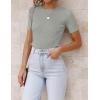 ZESICA Women’s Short Sleeve Sweater Tops 2026 Summer Crewneck T Shirt Ribbed Knit Slim Fit Basic Solid Color Tee(Grey)