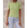 ZESICA Women’s Short Sleeve Sweater Tops 2026 Summer Crewneck T Shirt Ribbed Knit Slim Fit Basic Solid Color Tee(Mossgreen)