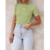 ZESICA Women’s Short Sleeve Sweater Tops 2026 Summer Crewneck T Shirt Ribbed Knit Slim Fit Basic Solid Color Tee(Mossgreen)