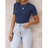 ZESICA Women’s Short Sleeve Sweater Tops 2026 Summer Crewneck T Shirt Ribbed Knit Slim Fit Basic Solid Color Tee(Navy)