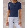 ZESICA Women’s Short Sleeve Sweater Tops 2026 Summer Crewneck T Shirt Ribbed Knit Slim Fit Basic Solid Color Tee(Navy)