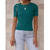 ZESICA Women’s Short Sleeve Sweater Tops 2026 Summer Crewneck T Shirt Ribbed Knit Slim Fit Basic Solid Color Tee(Teal)
